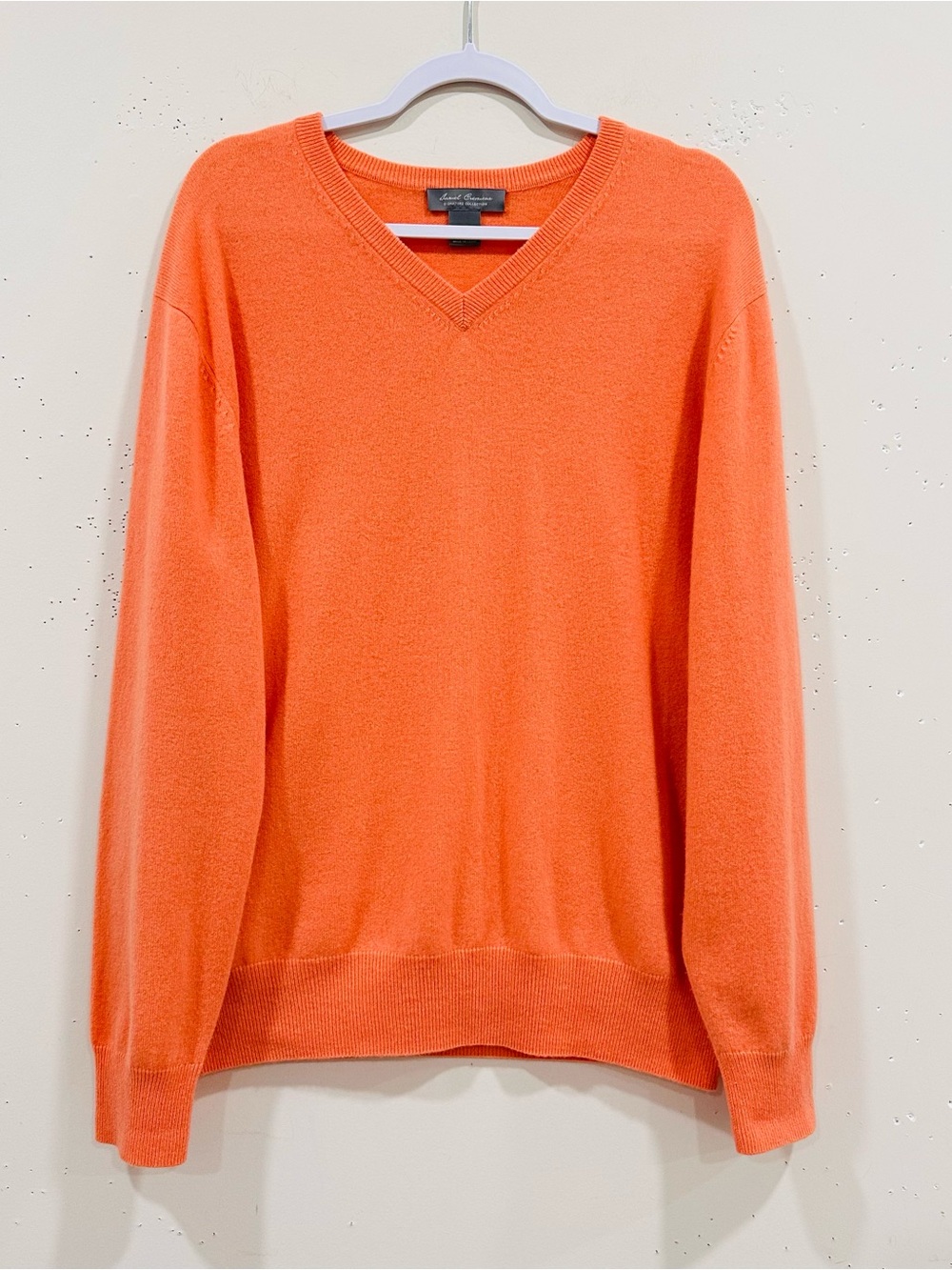 Daniel Cremieux Signature Collection Men’s Orange V-Neck Cashmere Sweater Size L
